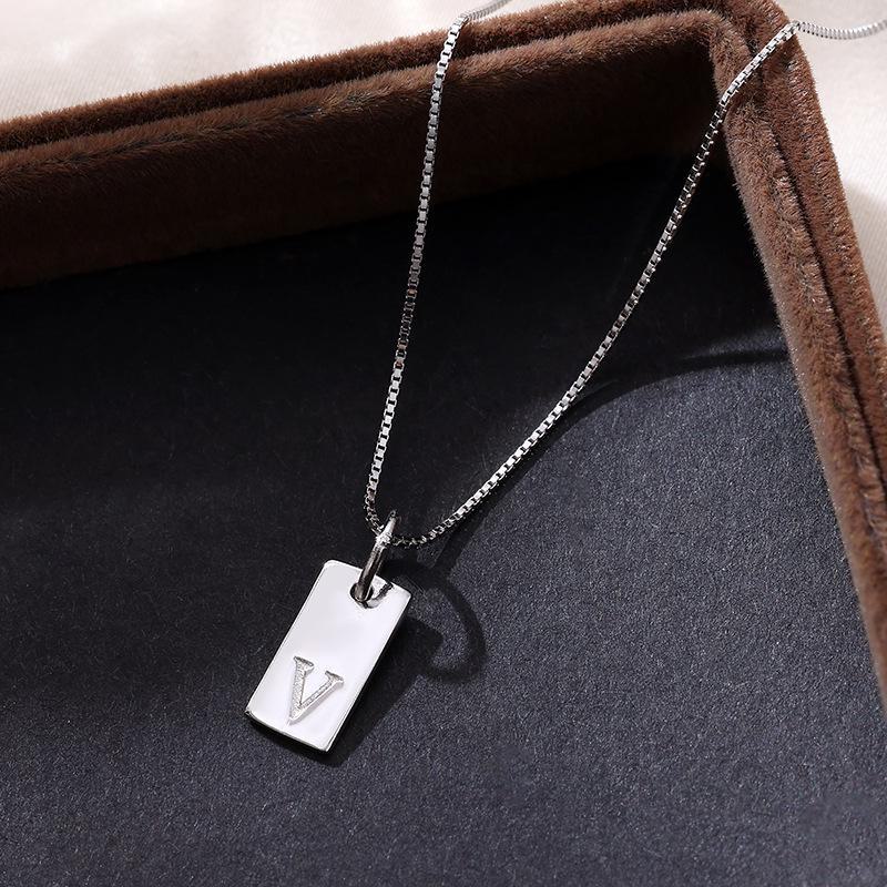 Banyan Tree Sterling Silver Square Letter Pendant Necklace
