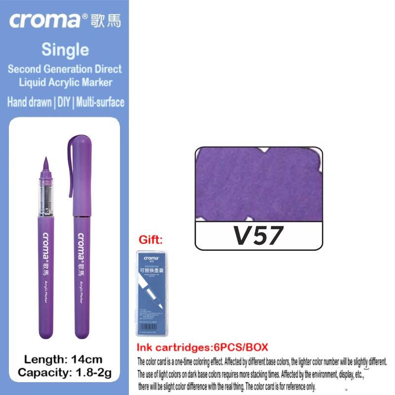 Croma 160/1 Farben Nachfüllbares Direktflüssig-Acrylmarker-Set mit Weicher Spitze, Waschbarer Aquarellpinsel Schulausstattung