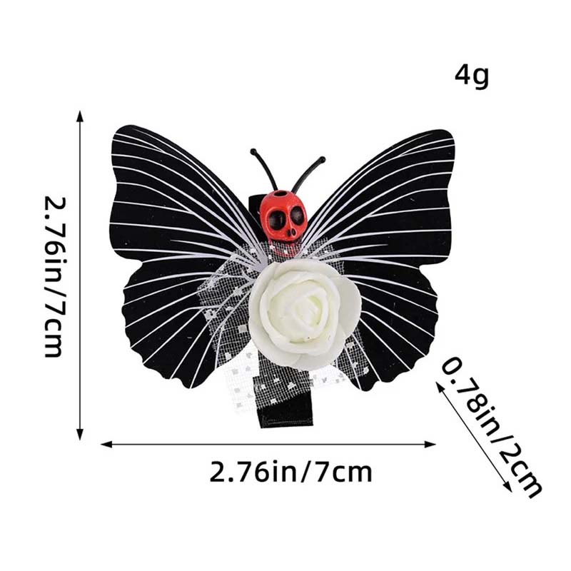 Grampo de cabelo de borboleta de caveira para mulheres grampos de cabelo engraçados para cosplay de festa personalidade acessórios para cabelo de meninas festival acessórios para cabeça rabo de cavalo