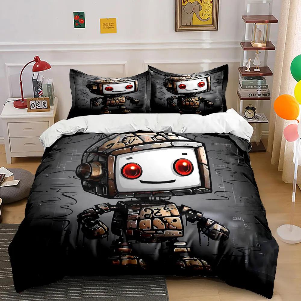 Rustic Robot Decorative Set Bedding Set with 1 Duvet Cover 2 Pillowcases Single Double King Queen Gift
