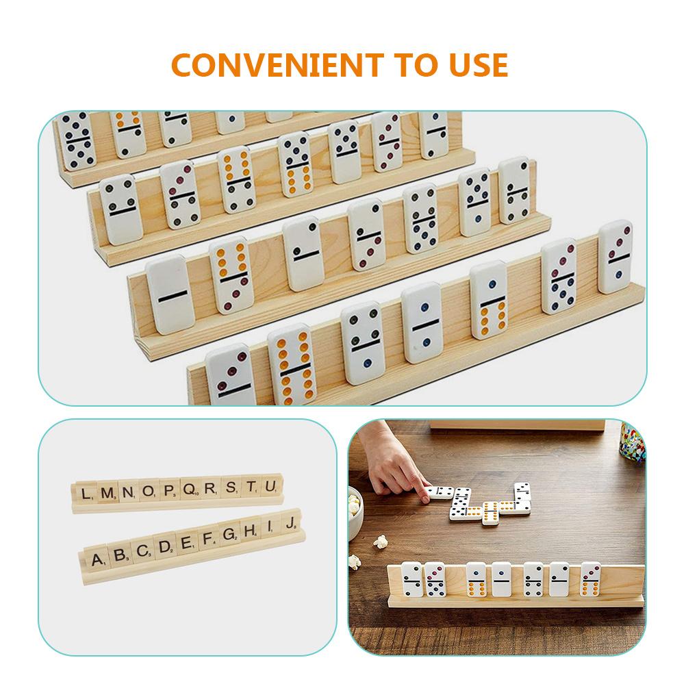 Suporturi din lemn pentru domino, tren de agrement, Mahjong, mexican, pentru piese de domino, suporturi Corp, tăvi de ziua de naștere, suport pentru plăci marine