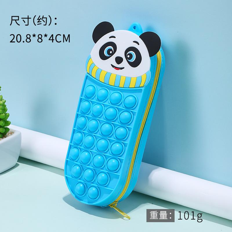Cartoon Silicone Pencil Case Pop It Fidget Toy Stress Relief Multifunctional Stationery