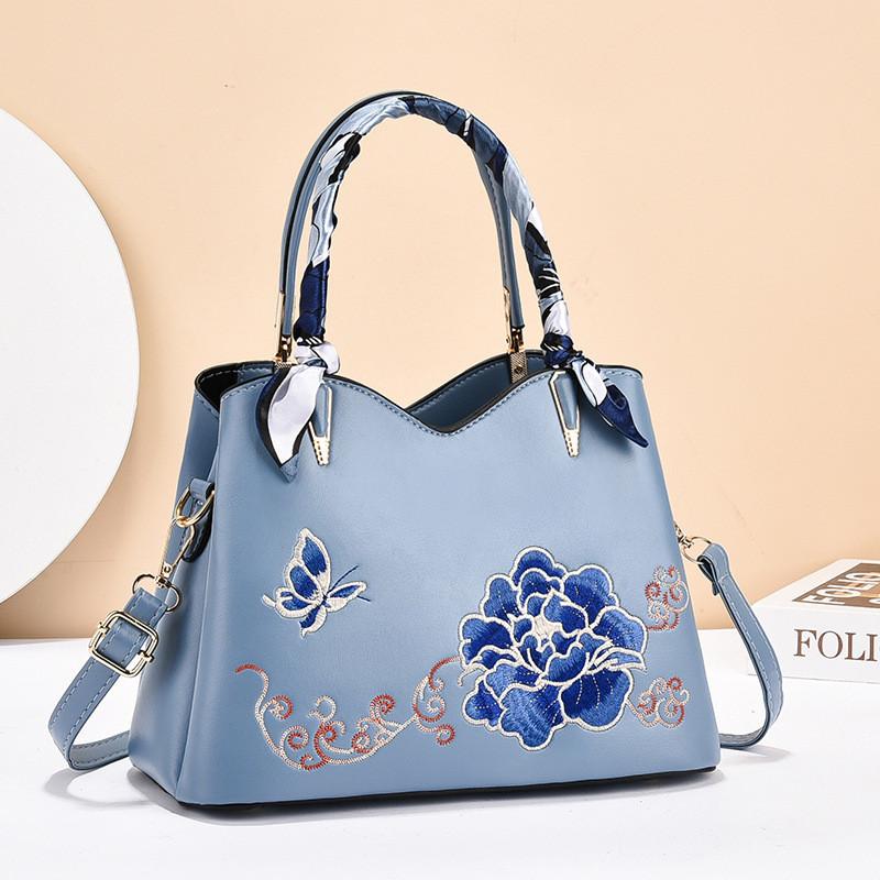 Elegant Black Pu Embroidered Handbag For Women Perfect For Business And Daily Use