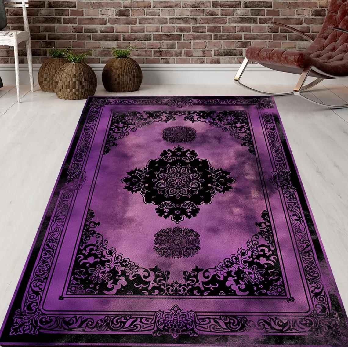 

Traditional Turkish Rug Non-Slip Washable Carpet for Bedroom Living Room Rug Holiday Decor Floor Mat 40X60cm