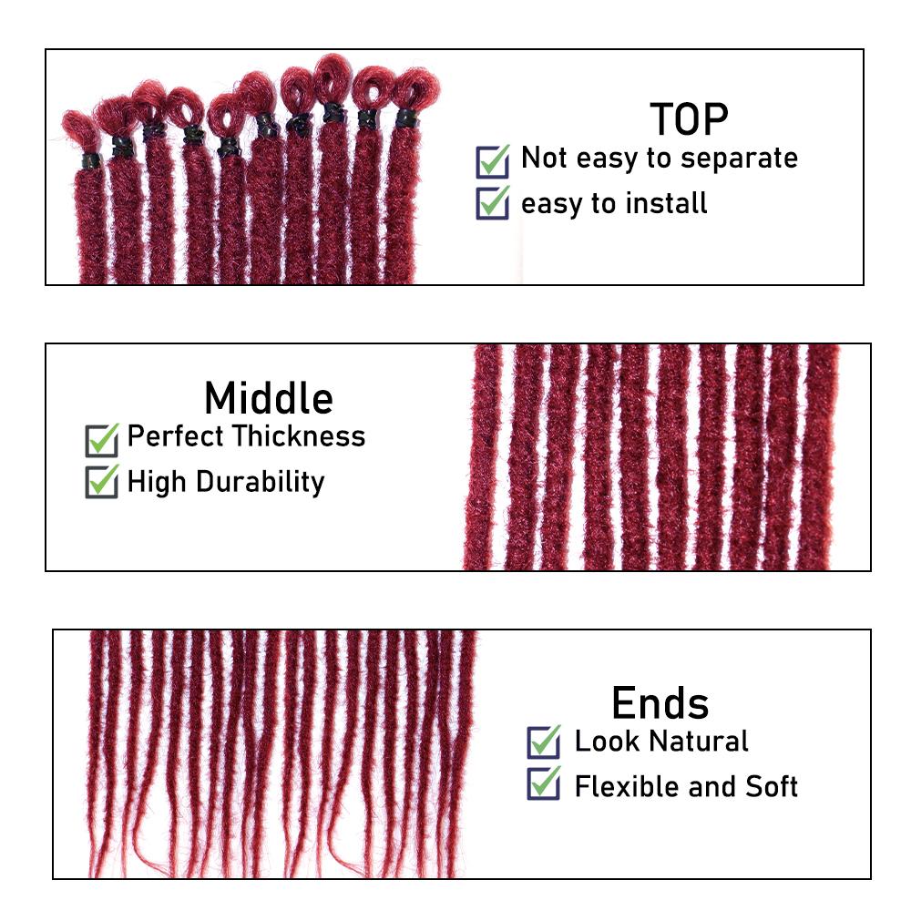 24 Inch DreadLock Extensions Handmade Thin And Soft Reggae Hip-Hop Style Synthetic DreadLock Extensions Crochet Hair for Women