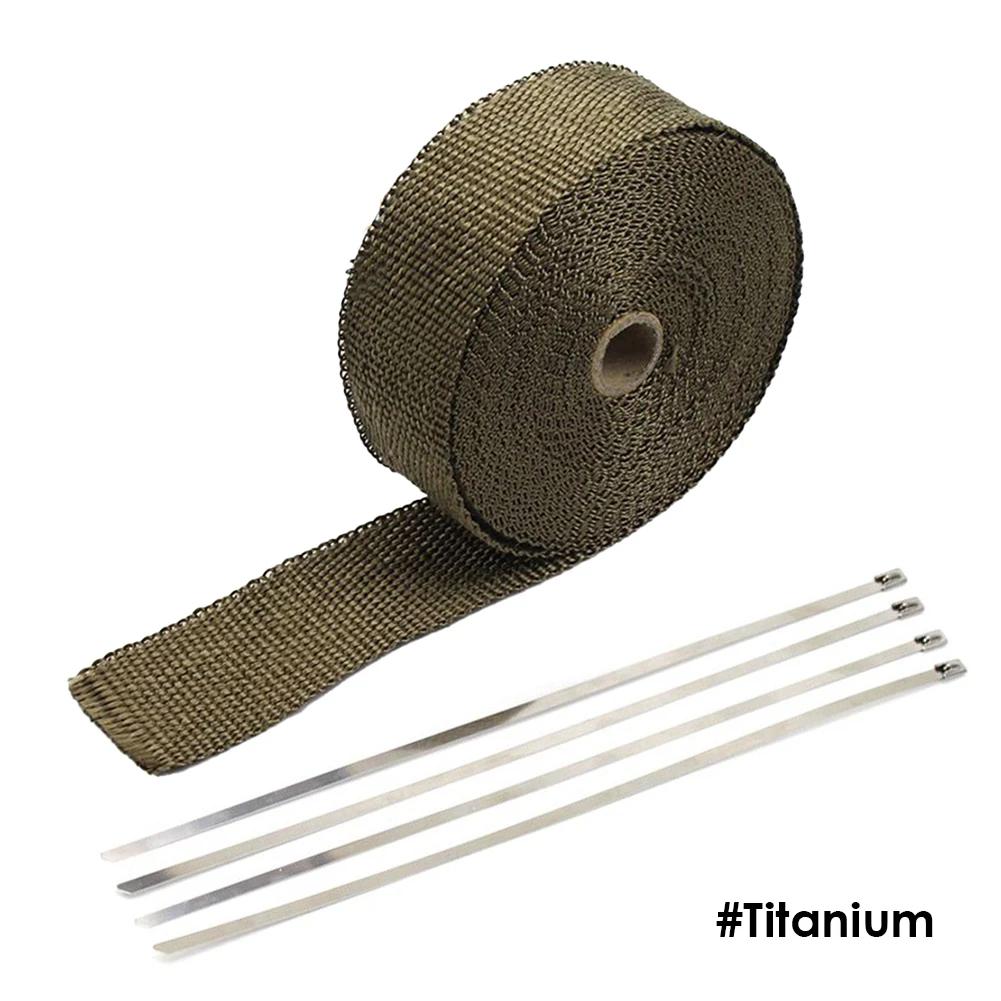 5M Roll Fiberglass Heat Shield Motorcycle Exhaust Header Pipe Heat Wrap Tape Thermal Protection Exhaust Pipe Insulate