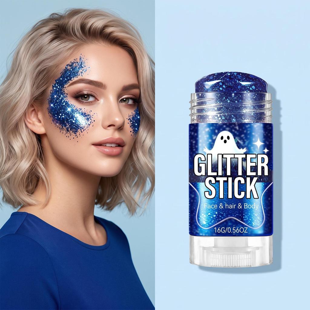 Shiny powder makeup stick (blue) sequins body painting pen easy to apply non-flying powder to create a festive atmosphere makeup