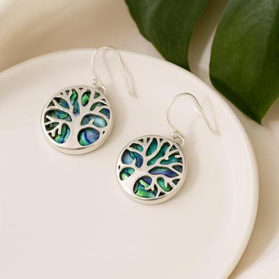 Tree of Life Earrings Silver Abalone 15mm