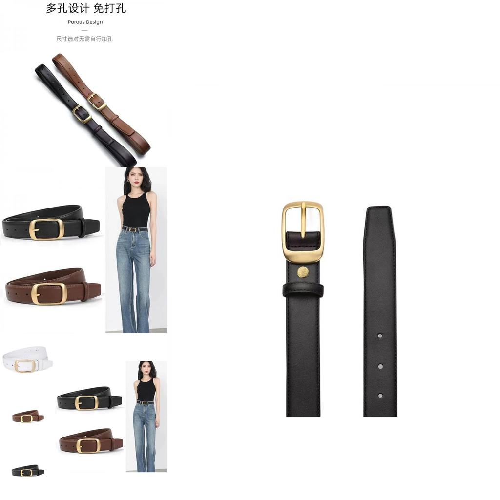 Stylish Women's Leather Belt 2024 New Version Simple Design For Jeans In Black Coffee And White