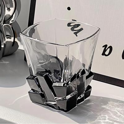Verre en Cristal Taillé à la Main Style Coupe Créatif Gravé Échiquier Verre à Whisky Verre à Vin 280ml Cristal