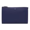 Logo Solid Color Zipper Leather Clutch Men Clutch Blue 127941