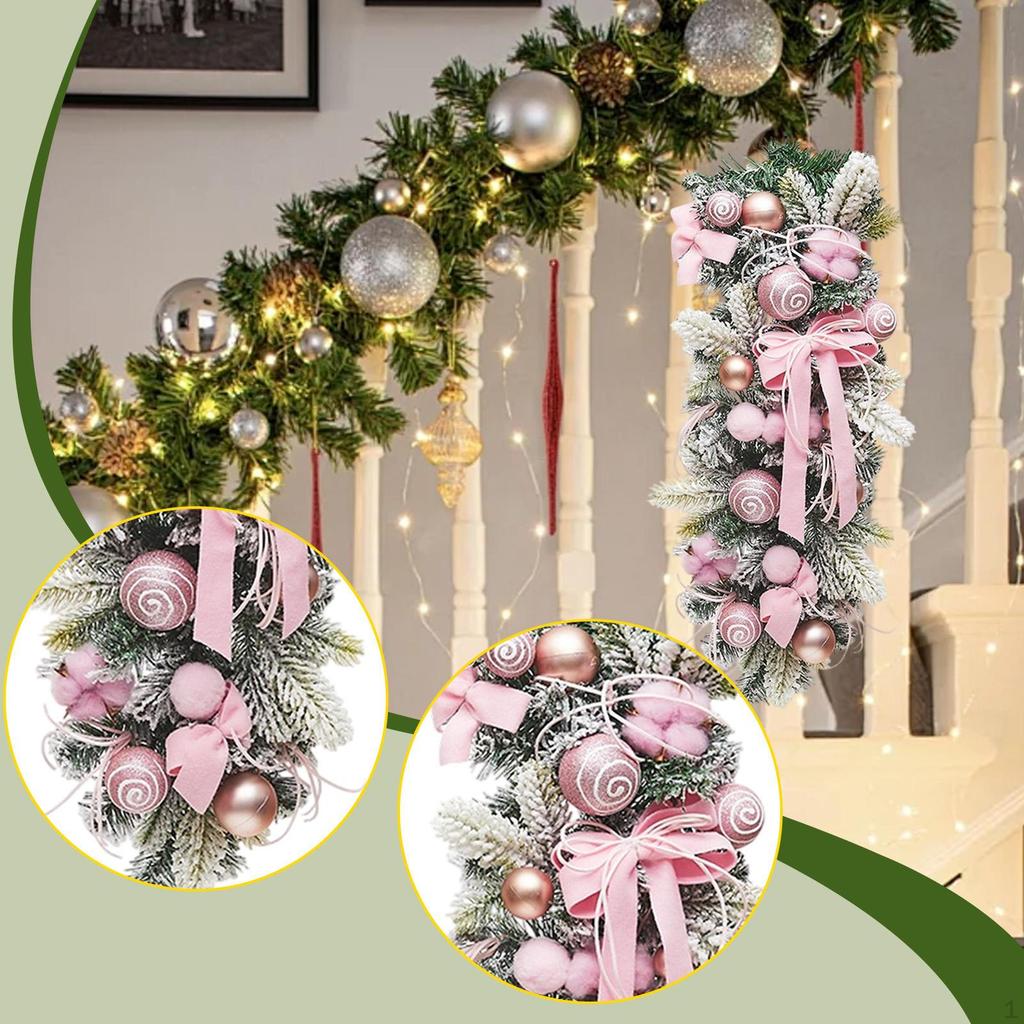 Light Up Christmas Stair Swag Artificial Wreath, Decoration, Stairway for Party
