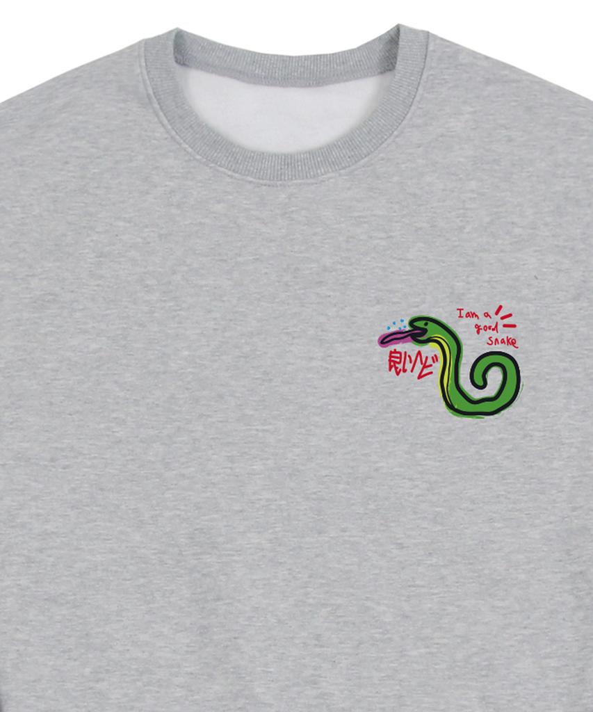 GRAVER [Unisex] Good Snake Sweatshirt_Gray