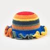New Colorful Crochet Ruffle Brim Knit Bucket Hats Winter Woman Handmade Stretch Fisherman Cap Outdoor Warm Windproof Beanie Hat