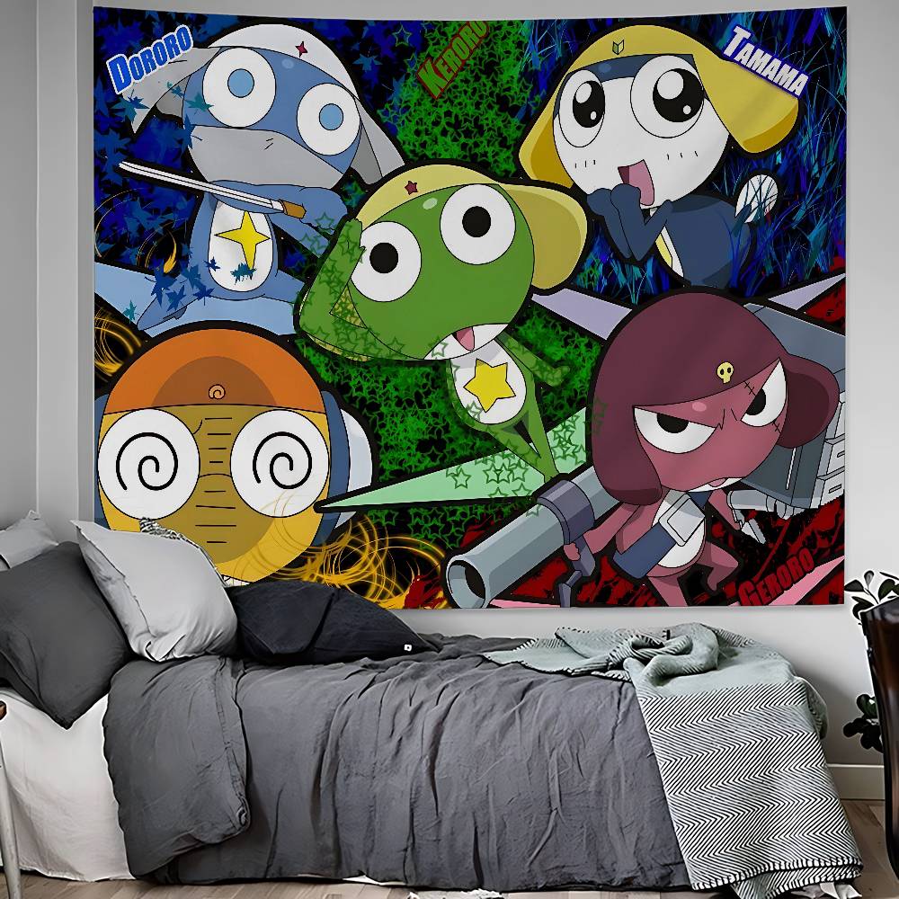 Cartoon Funny Keroro Gunsou Frog Printed Large Wall Tapestry Hanging Tarot Hippie Wall Rugs Dorm Home Decor