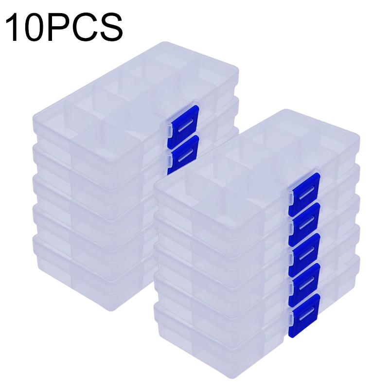 1/5/10pcs Storage Box 10grids Detachable Compartment Organizers Transparent Plastic Storage Case Beads Diamond Container TMZ
