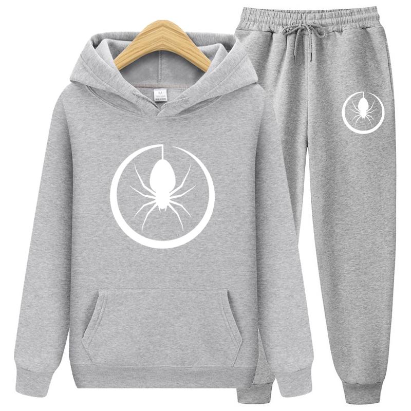 Women's Sportswear Two Piece Set Warm Jackets and Pants Spider Print Coats Sets Outdoor Hoodies Sports Suits Jogging Suits