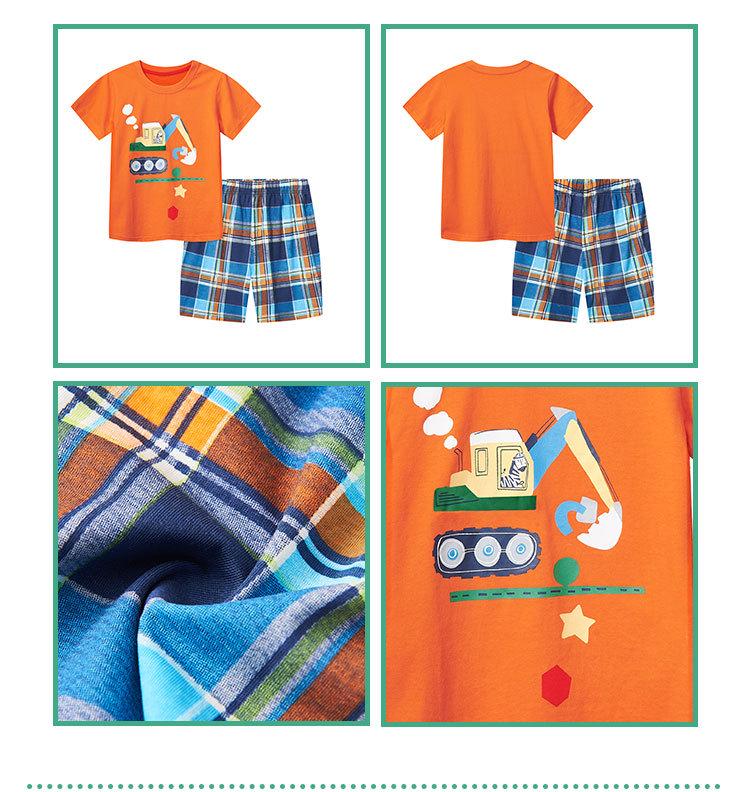 Summer Boys' Fashion Knit Cartoon T-Shirt & Shorts Set