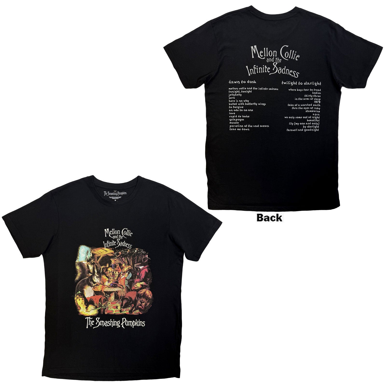 The Smashing Pumpkins Carbon TShirt Mellon Collie Animals Black Back Print S