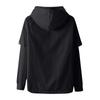 Men's Casual Sports Loose Fake Two Piece Clothing Long Sleeved Hooded Pullover Sweatshirt