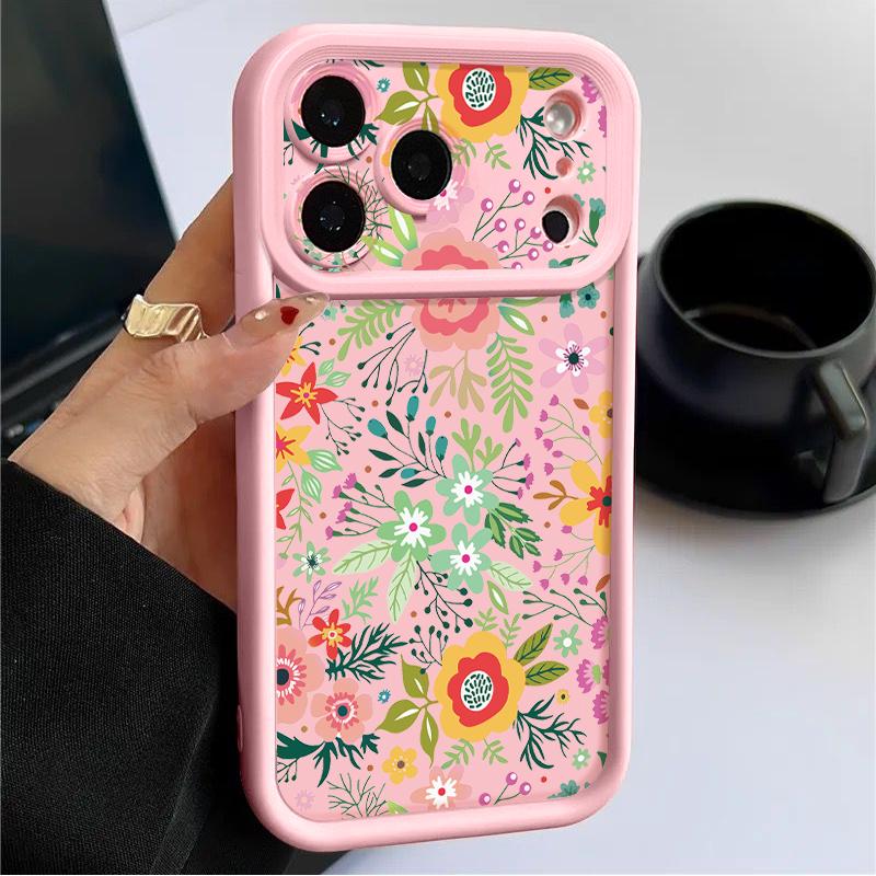 Floral Pattern Case For iPhone 17 Pro Max Shockproof Soft Silicone Bumper Cover For iPhone 16 15 Pro Max 14 13 11 16E 17E
