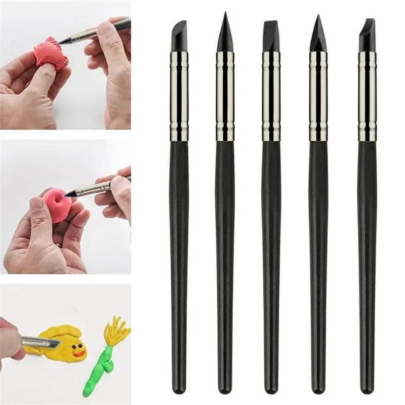 5PCS Silicone Clay Sculpting Tool For Brush Modeling Dotting Nail Art Tool