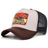 New American Retro Bullhead Motorcycle Trucker Cap Breathable Mesh Color Blocking Baseball Hat for Casual Sun Protection Outdoor