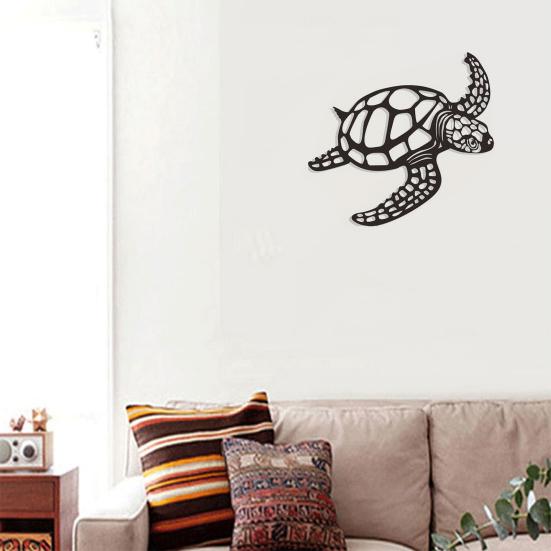 Metalen Schildpad Wanddecoratie Zwarte Zee Schildpad Wandkunst Ornament Kust Wanddecoratie voor Strandhuis Oceaan Thema Kamer Decor