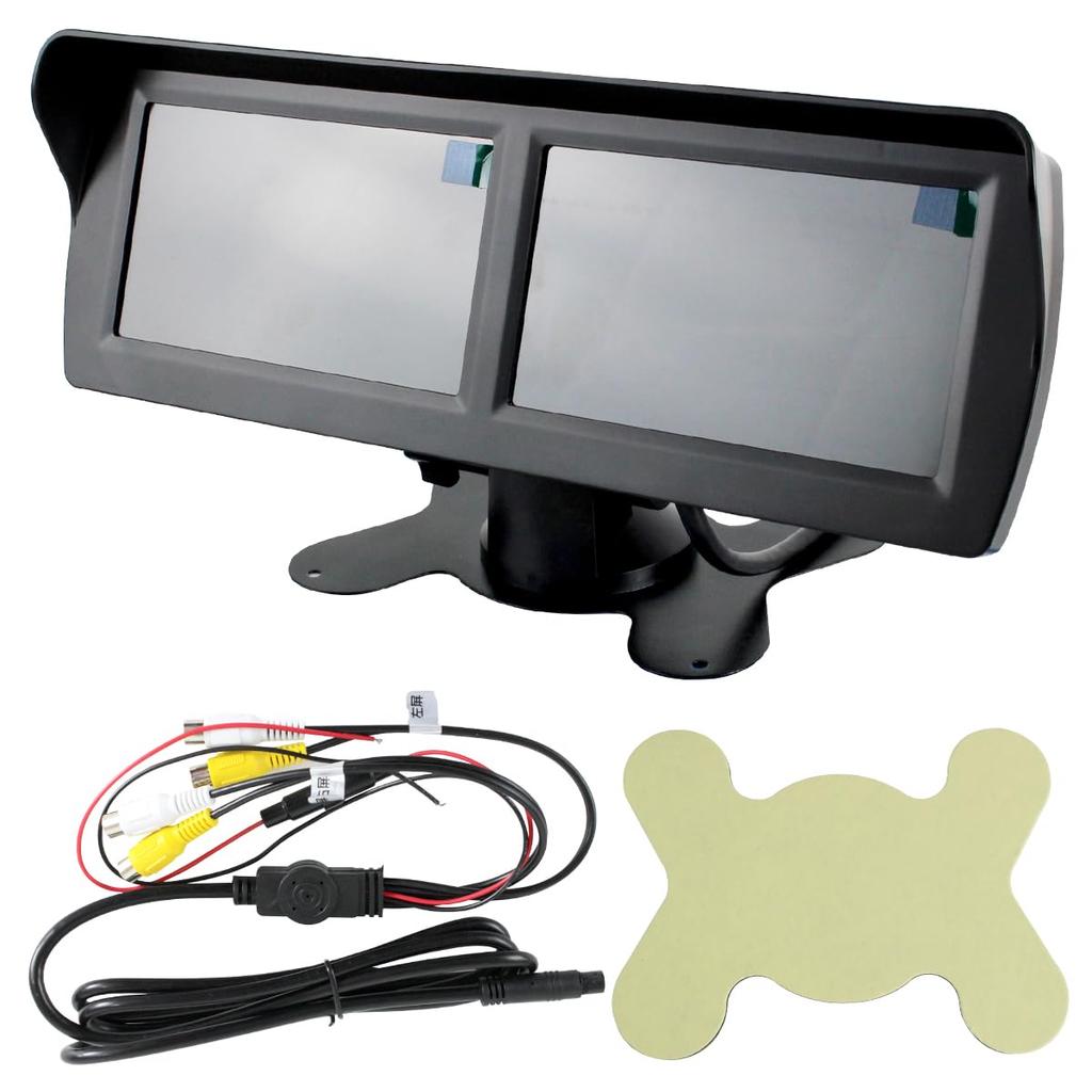Twin Monitor Dual Dual Backup Camera Trail Side Camera 4.3-inch, 4-input, 12V/24V, Screen, On-Dash, Monitor, Linkage, Driving,