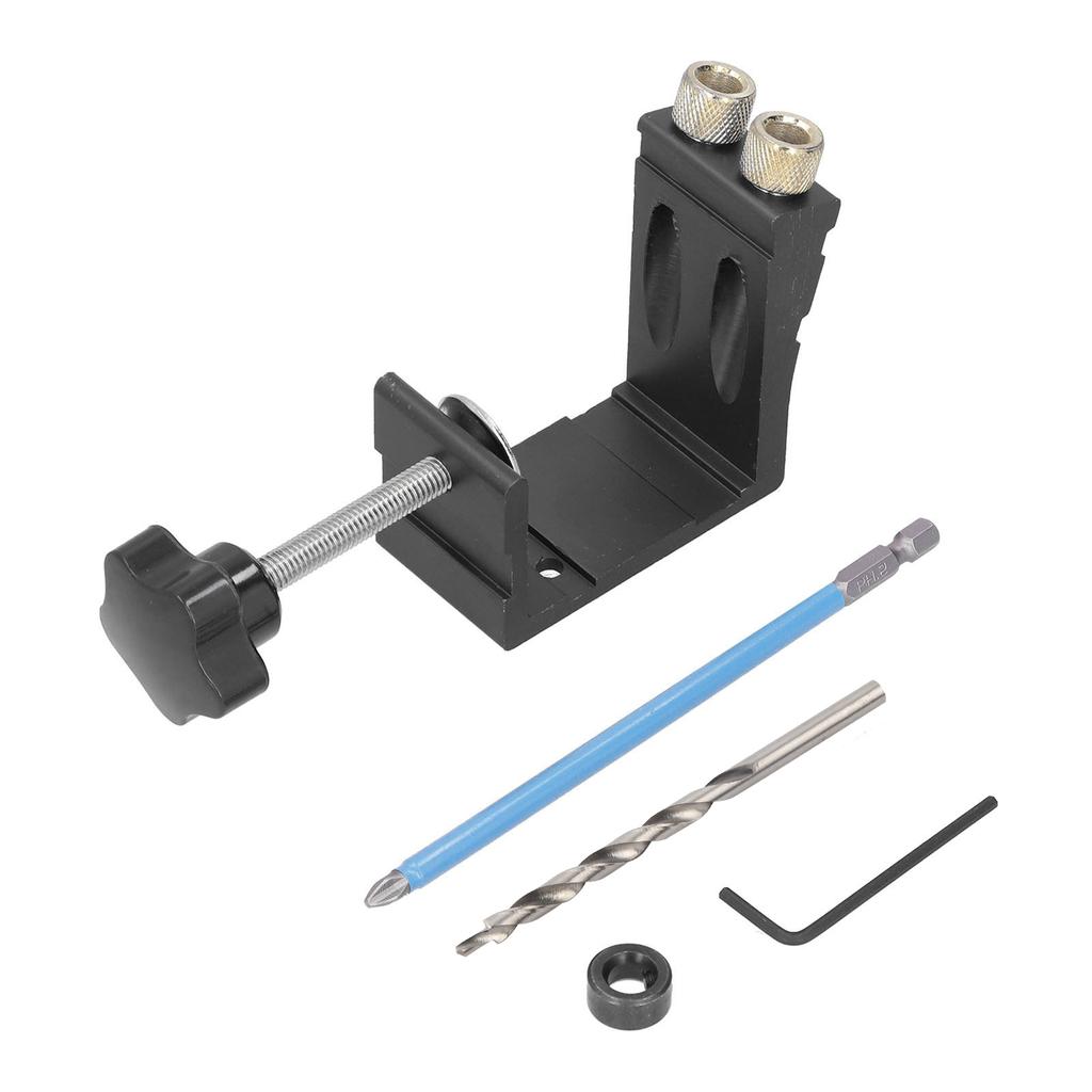 15 Degrees  Oblique Hole Locator Positioner Woodworking Hole Jig Dowel Drill Kit Carpentry AccessorySilver