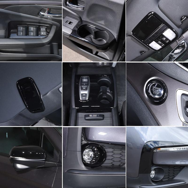 ABS Black For Honda Pilot 2015-2025 Gear Shift Console Cover Panel Glass Lift Button Decorative Frame Sticker Car Accessories