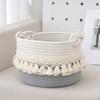 Stylish Cotton Rope Woven Storage Basket Contemporary Tassels Cotton Rope Basket Practical and Soft Storage Container