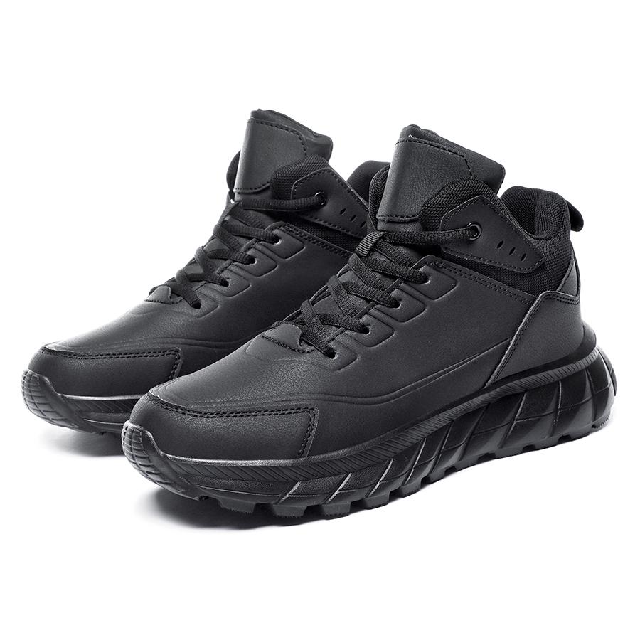 

Зимние мужские ботинки TUINANLE, плюшевые кроссовки из искусственной кожи, скальные туфли со шнуровкой, теплые походные ботинки для активного отдыха 39 чёрный