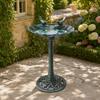 Pedestal Bird Bath Copper Resin Birdbaths Weather Resistant Floral Accents