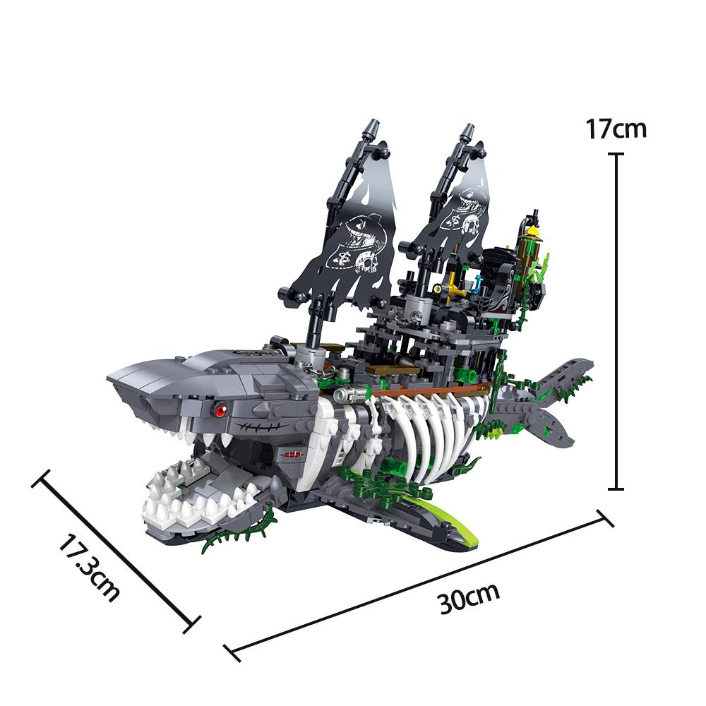 Modelo 3D de Tubarão Demônio das Profundezas do Mar Conjunto de Mini Blocos de Montar - Brinquedo de Montar DIY, Presente Ideal para Crianças Interessadas em Modelo de Vida Marinha