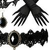 1Pcs Halloween Costume Accessories Cosplay Choker Necklace with Long Gloves Lace Bat Masque with Bracelet and Earrings