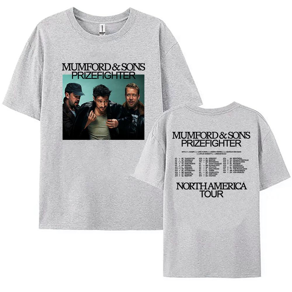 2026 North American Prizefighter Tour T-shirt Mumford & Sons Band Design Tshirts O-neck Summer Cotton Tees Print Merch