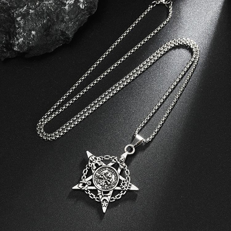 Pentagram Clothing Men's Gothic Style Skull Pendant Pendant Necklace