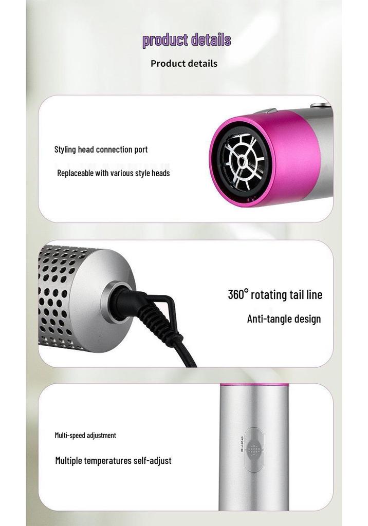 5-in-1 Rotating Hot Air Brush & Curling Iron - Multi-functional, No-Damage Big Wave Hair Dryer