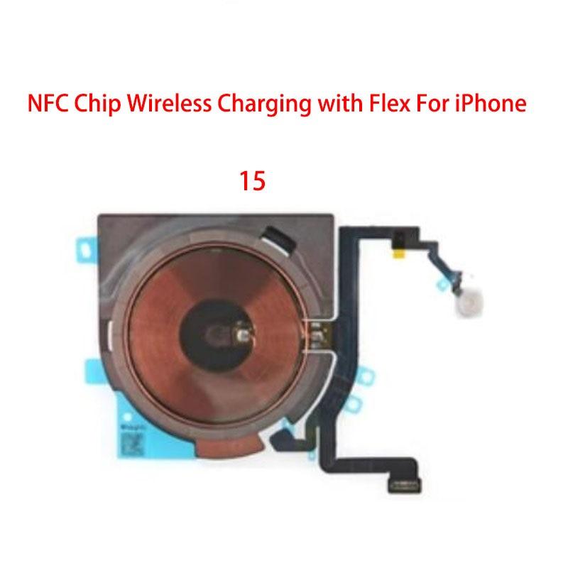 NFC Wireless Charging Coil Sticker With Flash Light Flex Cable Replacement Part For iPhone 15 Plus Pro Max