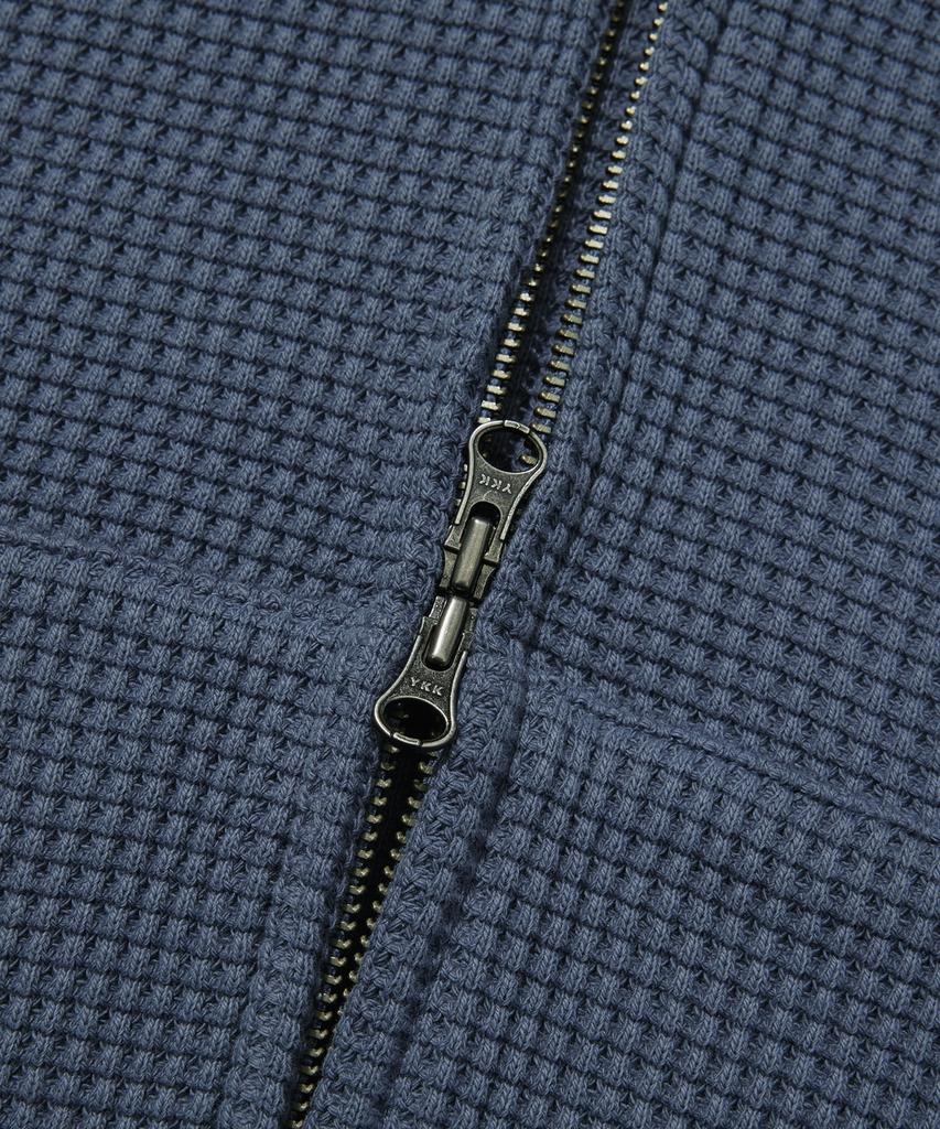 COVERNAT Small Logo Waffle Zip-Up Hoodie Blue