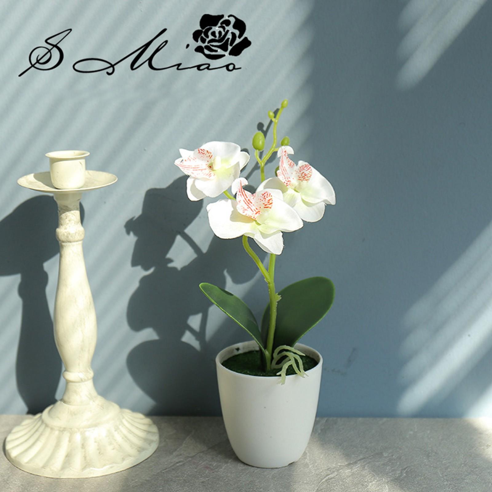 

Artificial Butterfly Orchid Plant in Plastic Pot Decorative Potted Plant for Home Office Tabletop Decoration Creative Design Indoor Use