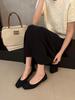 French kitten heel square head shallow mouth single shoes women's shoes spring and autumn 2025 new suede stiletto evening shoes