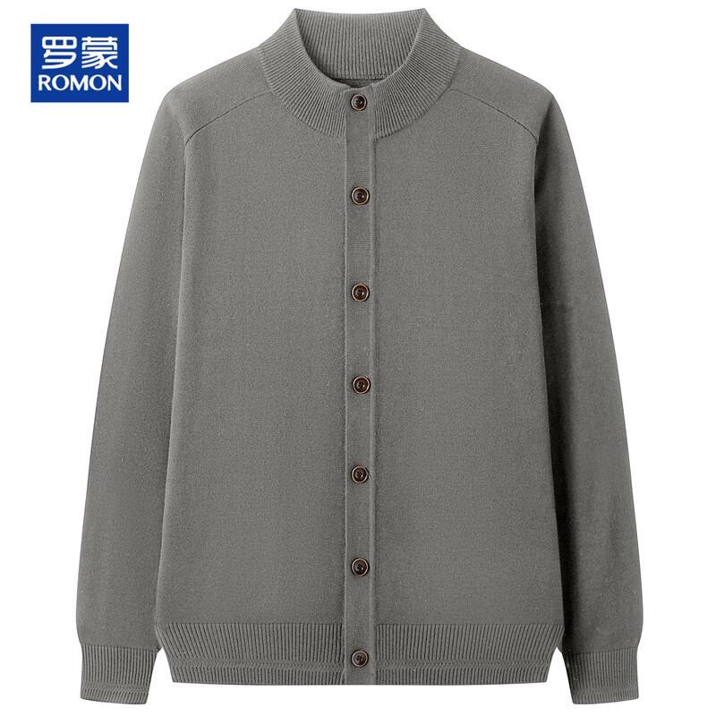 ROMON Men's Wool-Blend Baseball Collar Knit Cardigan