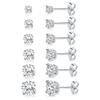 Four-claw Round Diamond Zircon Stud Earrings Set 6 Pairs of Autumn and Winter High-end Fashion Piercing European and American Earrings