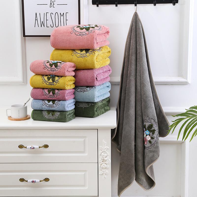 Mirror Flower High-density Coral Fleece Towel Bath Towel Mother Towel Home Face Towel Soft and Absorbent