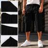 Heren Effen Kleur Knopen Elastische Taille Cargo Capri Broek met Zes Zakken Werkkleding Stijl Casual Pasvorm