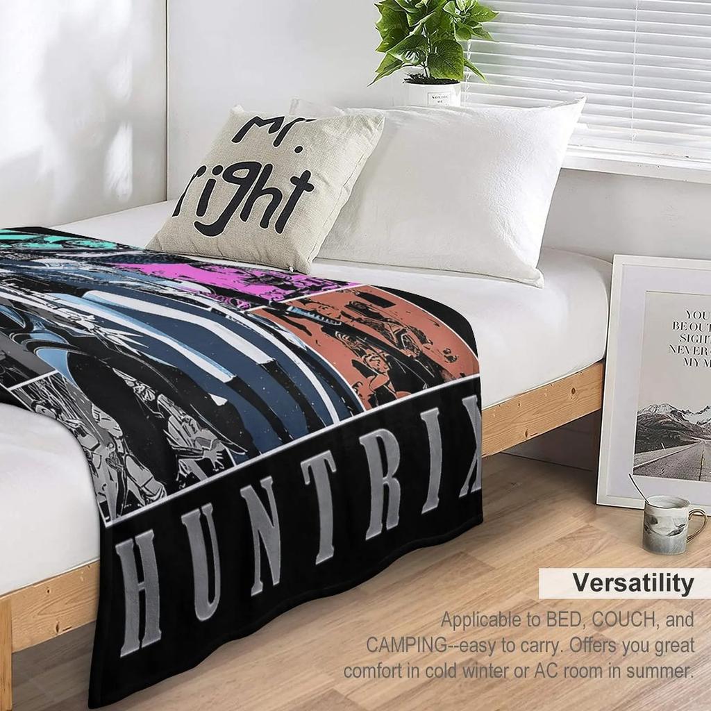 Black Cool KPop Devil Hunter Anime Flannel Blanket Soft and Warm Portable Home Travel Camping Sofa Picnic Soft and Comfortable D