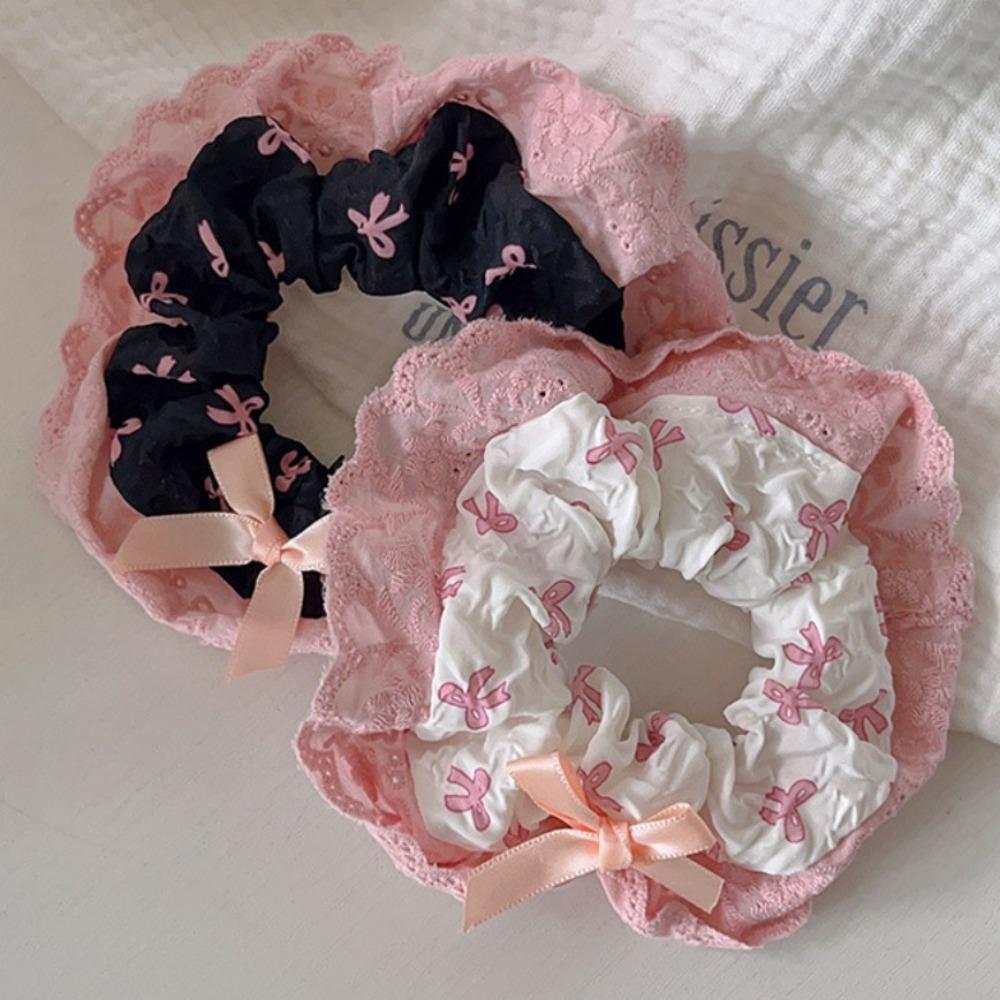 Y2K Bow Hair Rope High Elastic Balletcore Hair Ring Sweet Bow Hair Scrunchies  Female/Girls