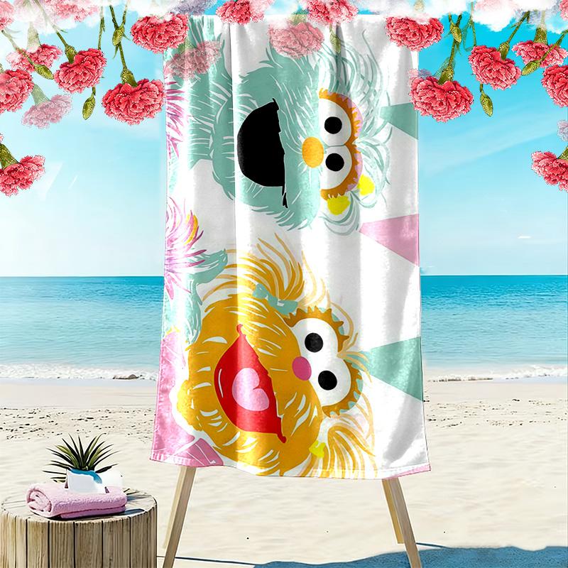 Sesame Street Print Beach Towel, Large Soft Quick Dry Towel for Beach Camping Swimming